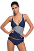 Sexy Color Block V Neck Padded Swimwear Set